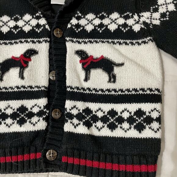 Janie and Jack Cardigan Sweater Knit 6 To 12 Mos Black Dog Shawl Collar Holiday - Picture 4 of 6